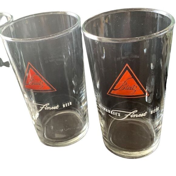 Vintage 1960s Blatz Beer Brown Glass Triangle Logo Set Lot of 6 Classic - Picture 5 of 11